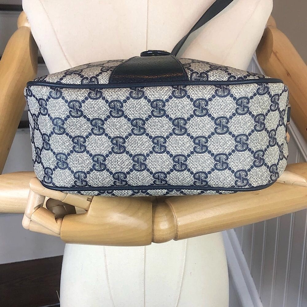 GUCCI GG Navy Sherry Line Leather and Coated Canvas Crossbody Shoulder Bag - Picture 8 of 17